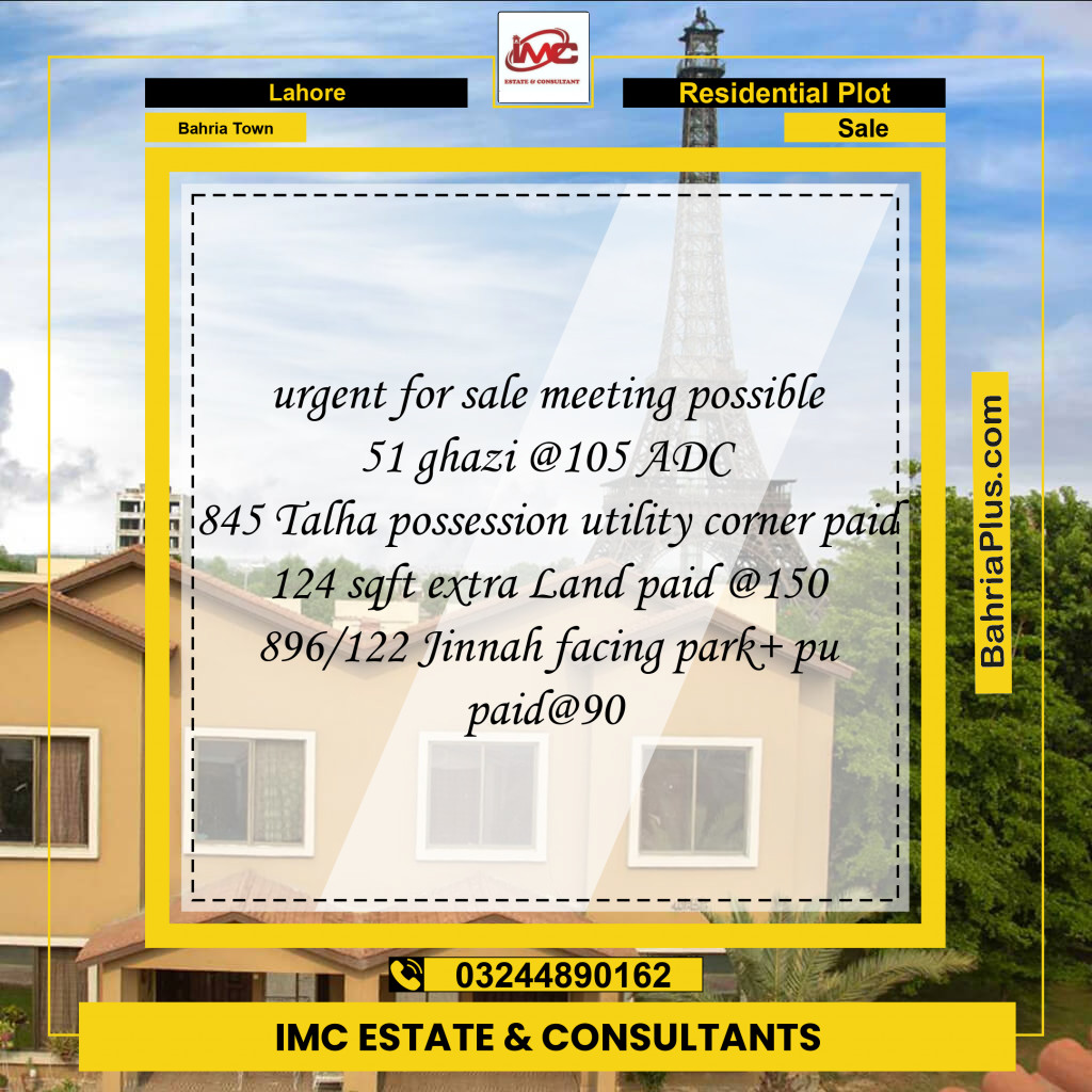 Residential Plot for Sale in Bahria Town, Lahore - (BP-183861)