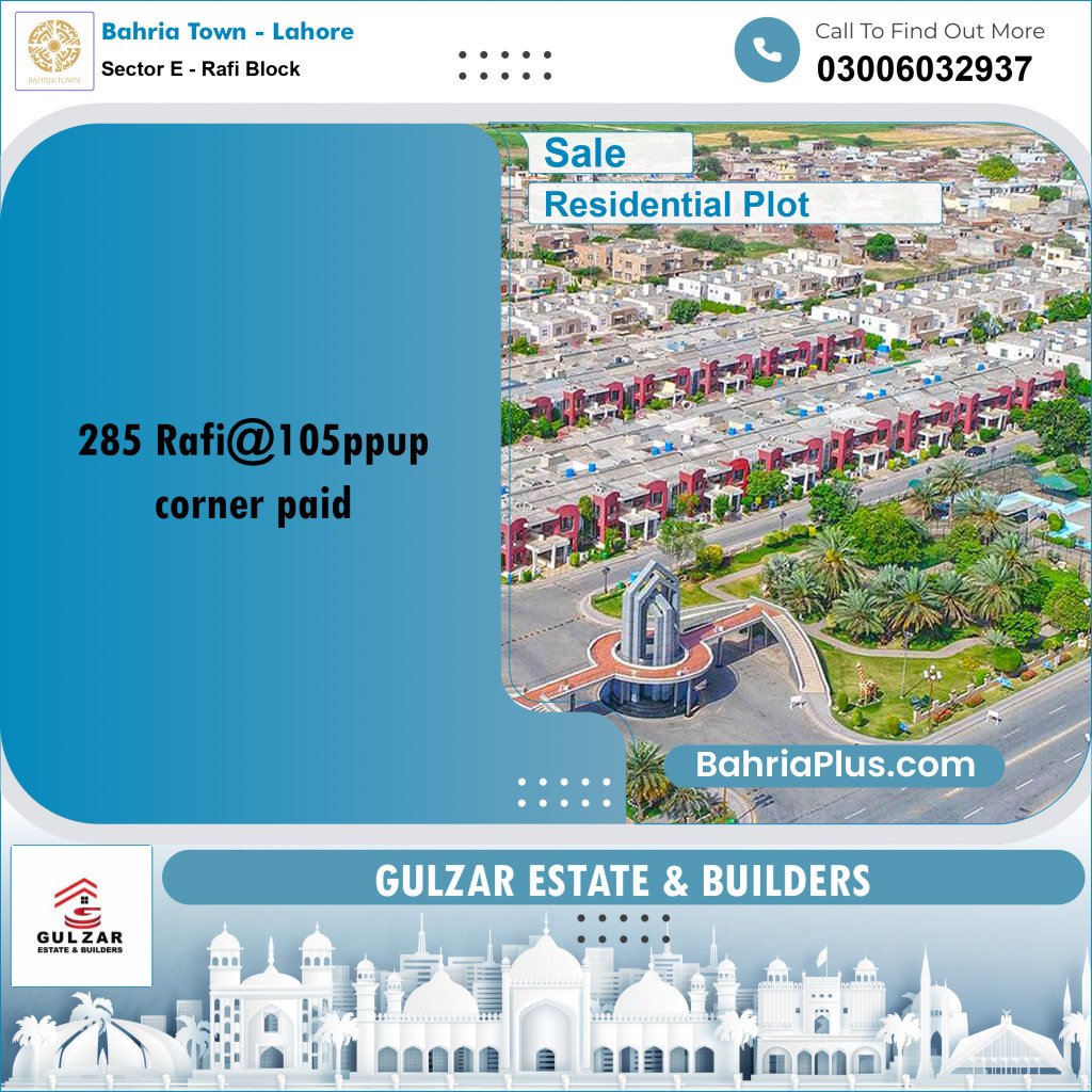 Residential Plot for Sale in Sector E - Rafi Block -  Bahria Town, Lahore - (BP-183894)