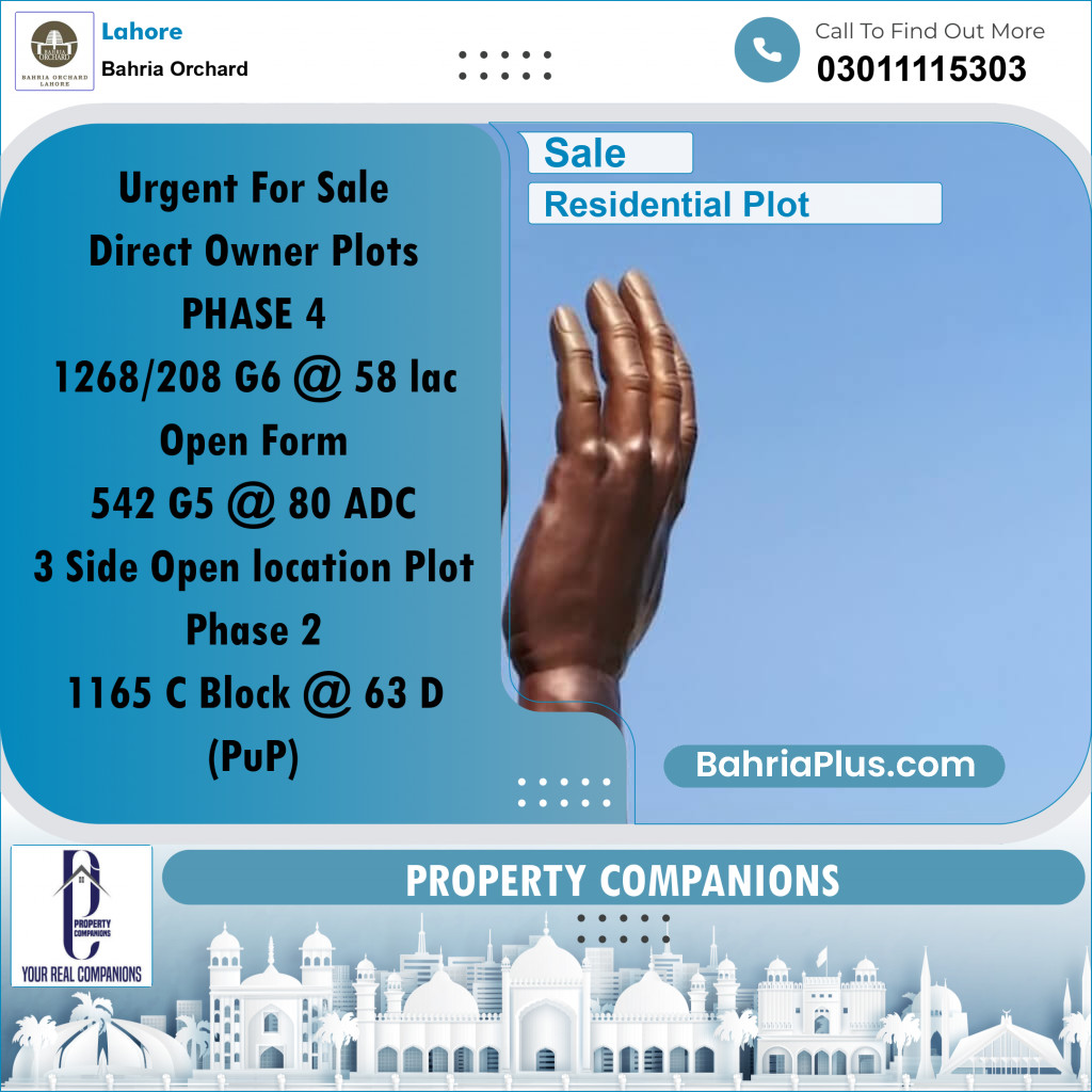 Residential Plot for Sale in Bahria Orchard, Lahore - (BP-183928)