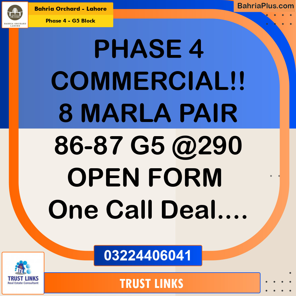 Residential Plot for Sale in Phase 4 - G5 Block - Bahria Orchard, Lahore - (BP-183941)