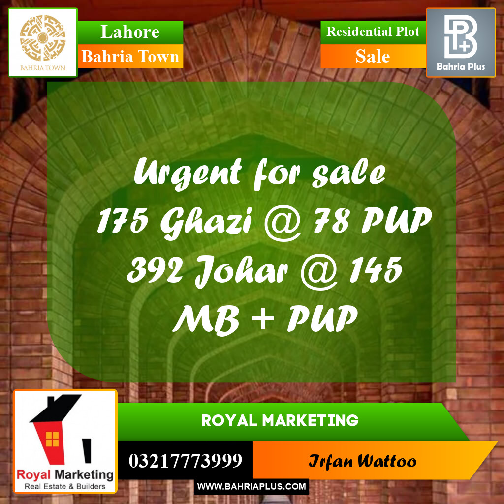Residential Plot for Sale in Bahria Town, Lahore - (BP-183947)