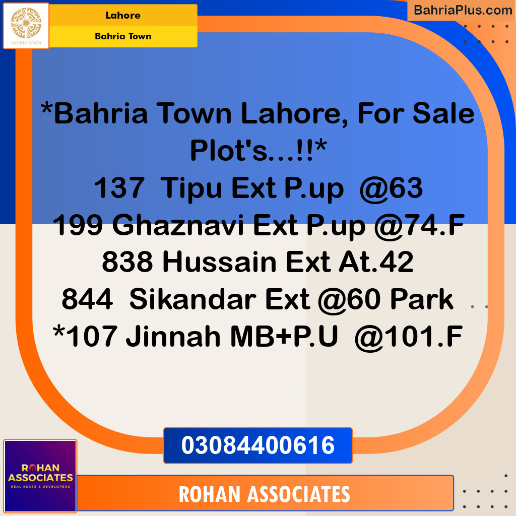 Residential Plot for Sale in Bahria Town, Lahore - (BP-183959)