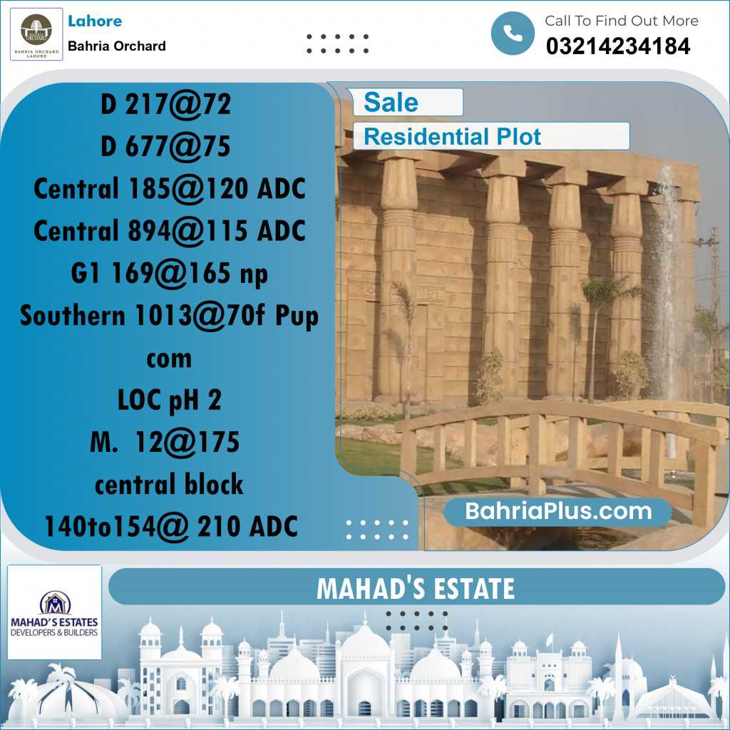 Residential Plot for Sale in Bahria Orchard, Lahore - (BP-183969)