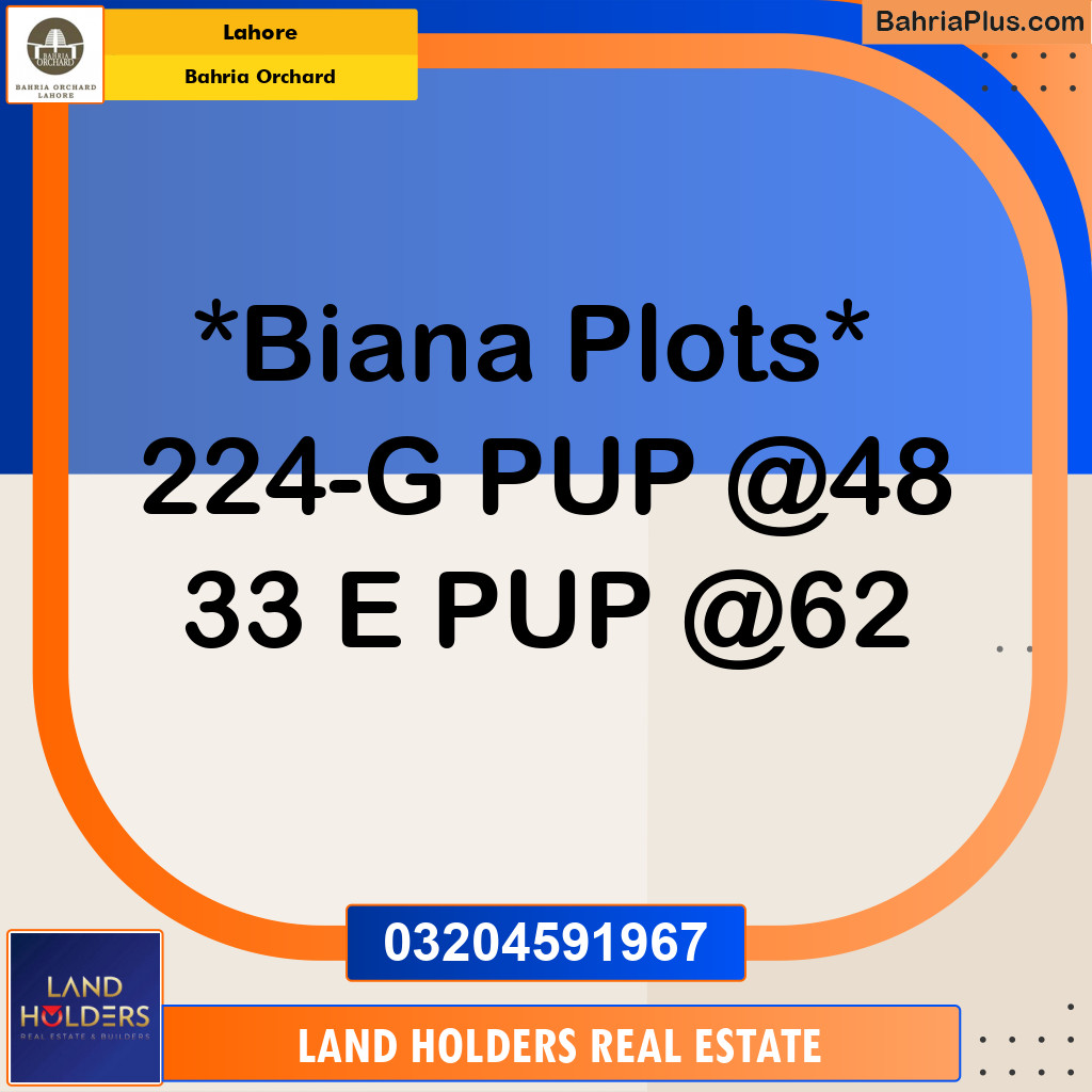 Residential Plot for Sale in Bahria Orchard, Lahore - (BP-183971)