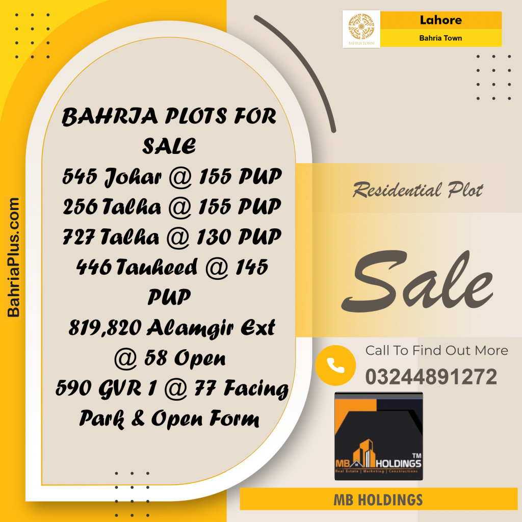 Residential Plot for Sale in Bahria Town, Lahore - (BP-184023)