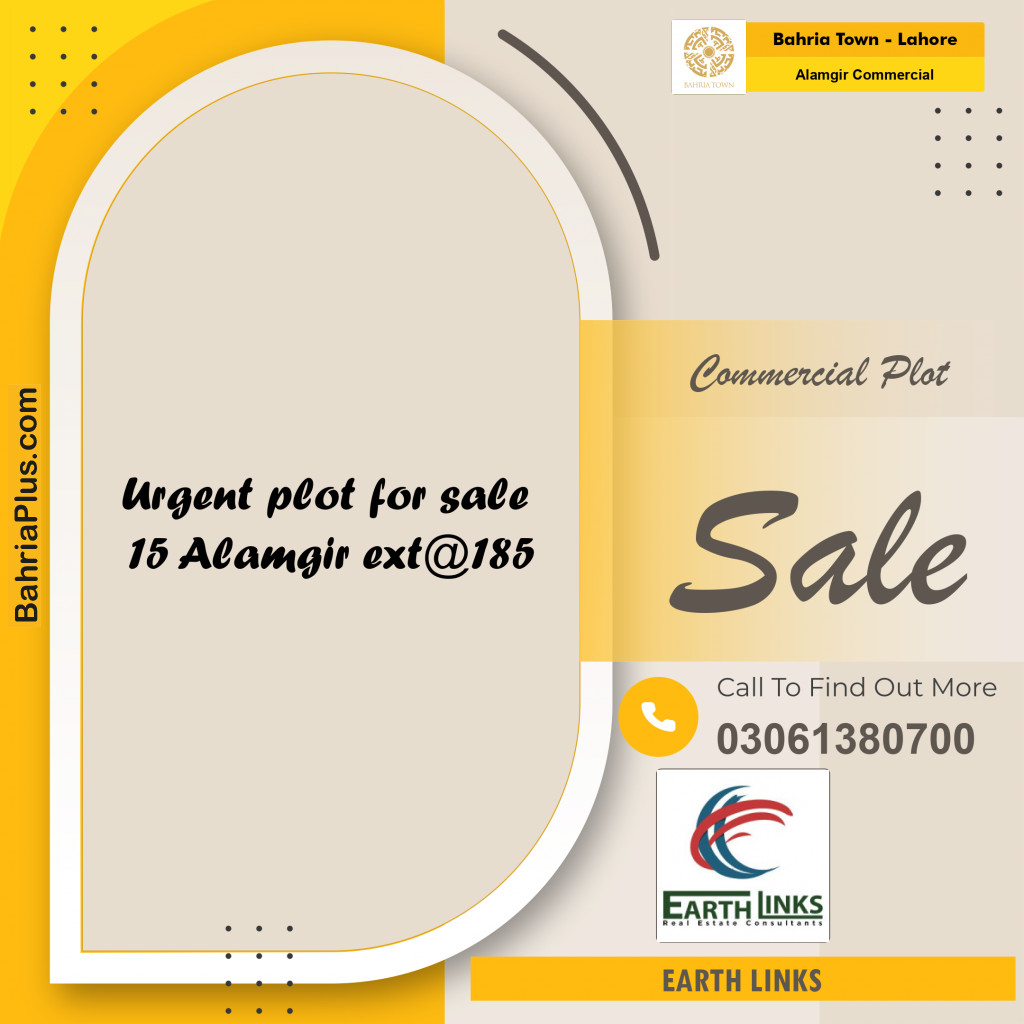 Commercial Plot for Sale in Alamgir Commercial -  Bahria Town, Lahore - (BP-184032)