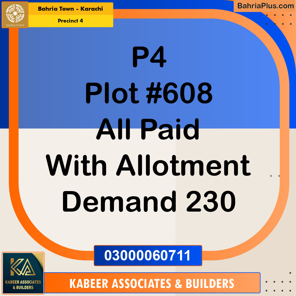 500 Sq. Yards Residential Plot for Sale in Precinct 4 -  Bahria Town, Karachi - (BP-184070)