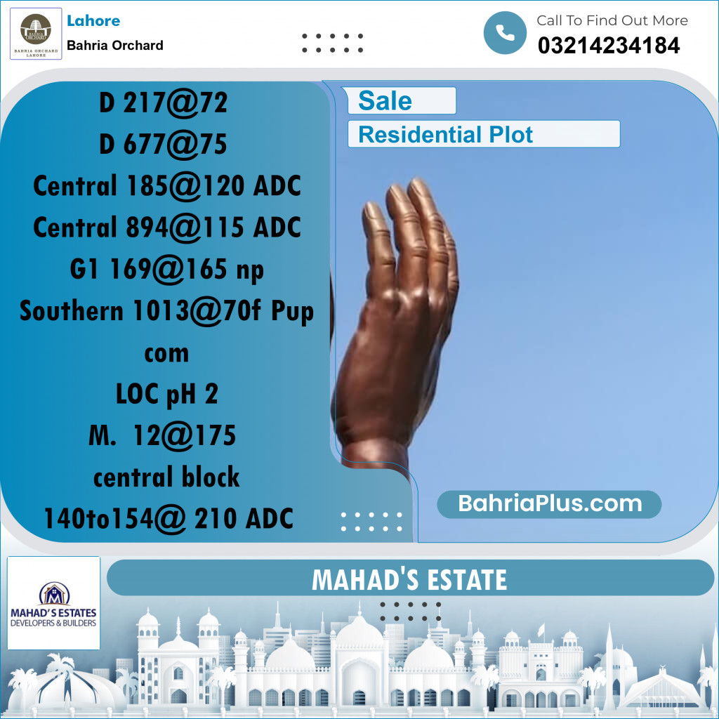 Residential Plot for Sale in Bahria Orchard, Lahore - (BP-184172)