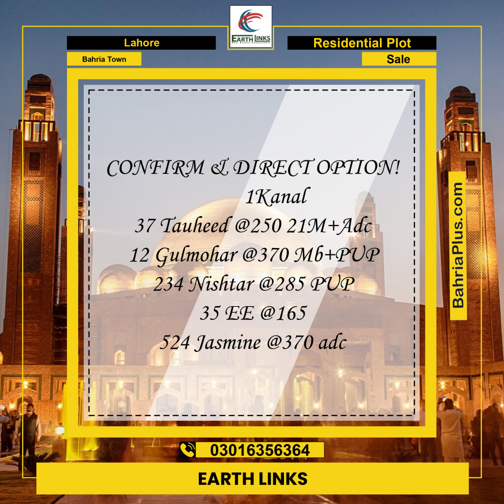 Residential Plot for Sale in Bahria Town, Lahore - (BP-184199)