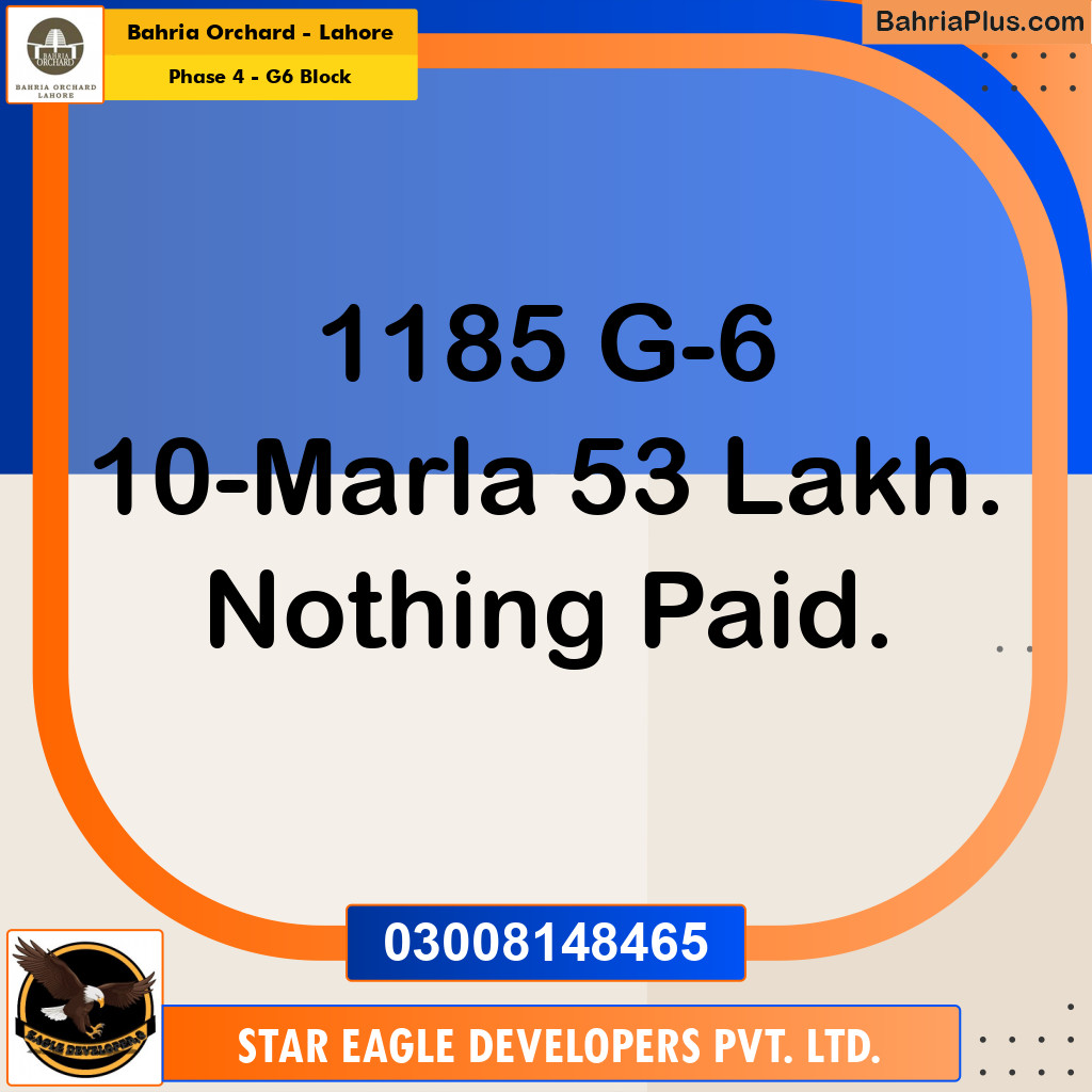 Residential Plot for Sale in Phase 4 - G6 Block -  Bahria Orchard, Lahore - (BP-184239)