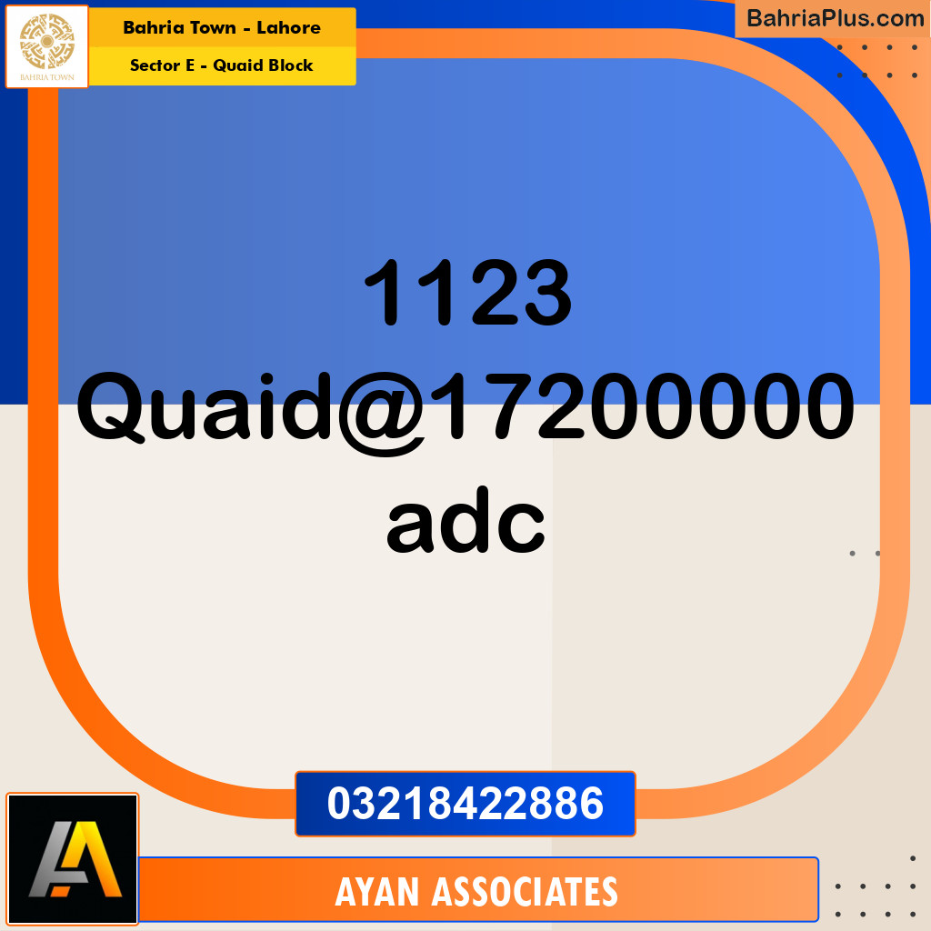 Residential Plot for Sale in Sector E - Quaid Block - Bahria Town, Lahore - (BP-184257)