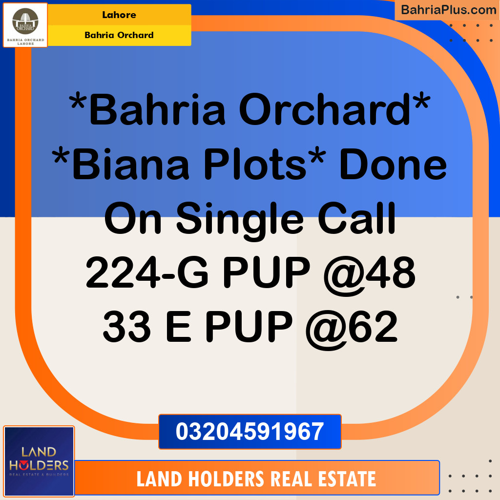 Residential Plot for Sale in Bahria Orchard, Lahore - (BP-184352)