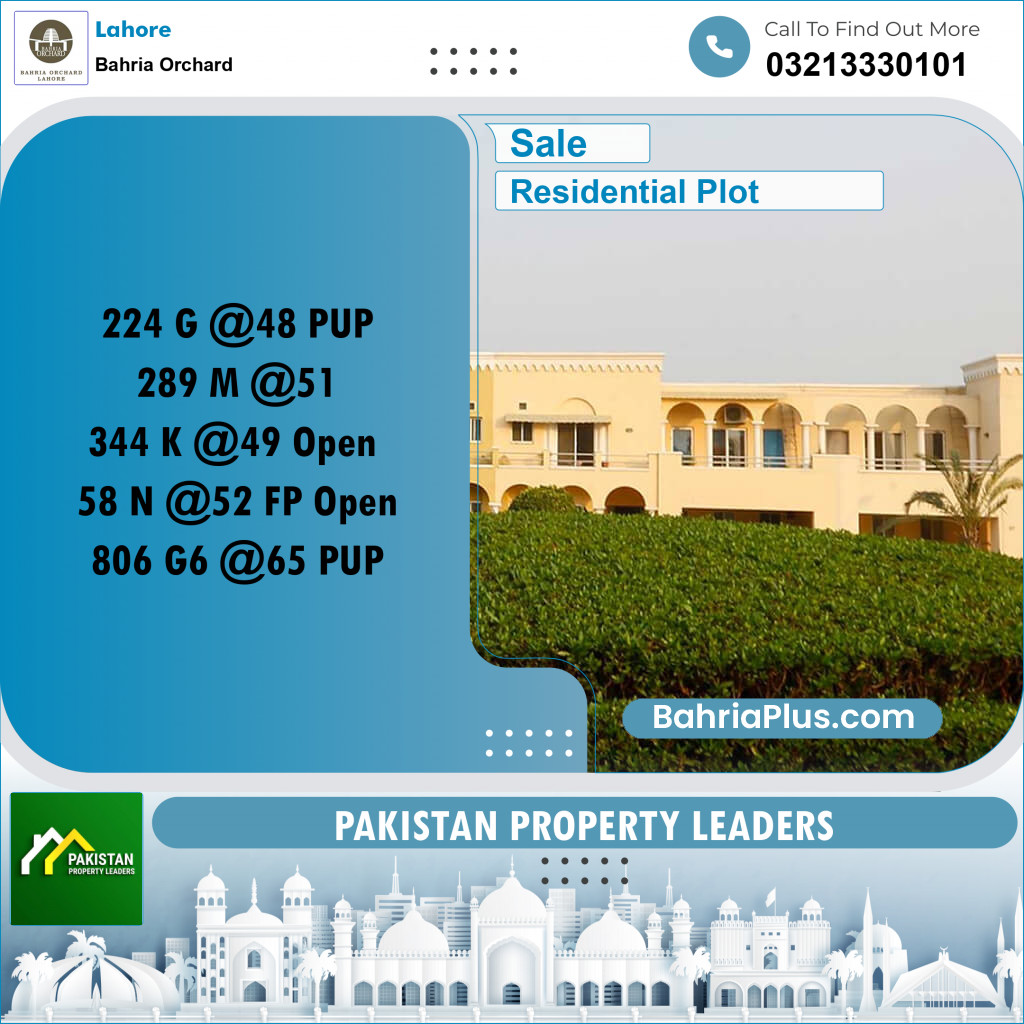 Residential Plot for Sale in Bahria Orchard, Lahore - (BP-184353)