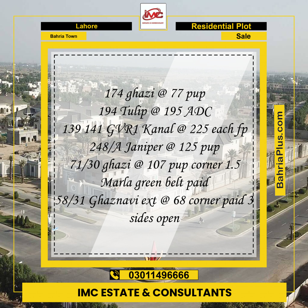 Residential Plot for Sale in Bahria Town, Lahore - (BP-184366)