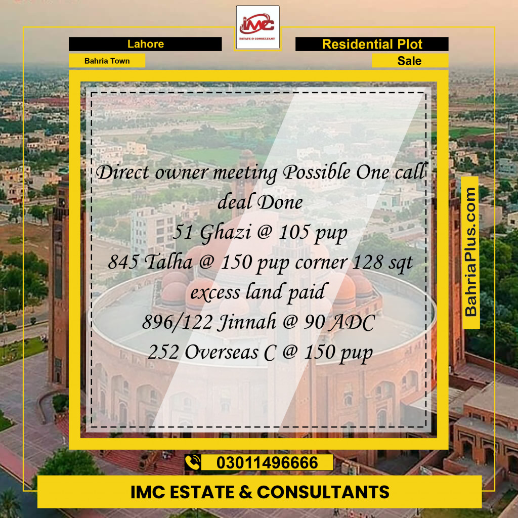 Residential Plot for Sale in Bahria Town, Lahore - (BP-184367)