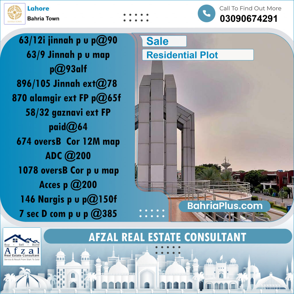 Residential Plot for Sale in Bahria Town, Lahore - (BP-184380)