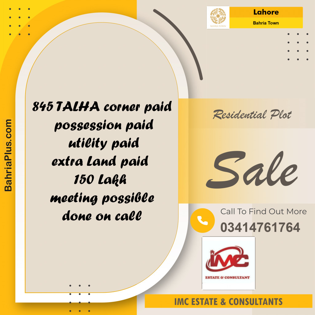 Residential Plot for Sale in Bahria Town, Lahore - (BP-184394)