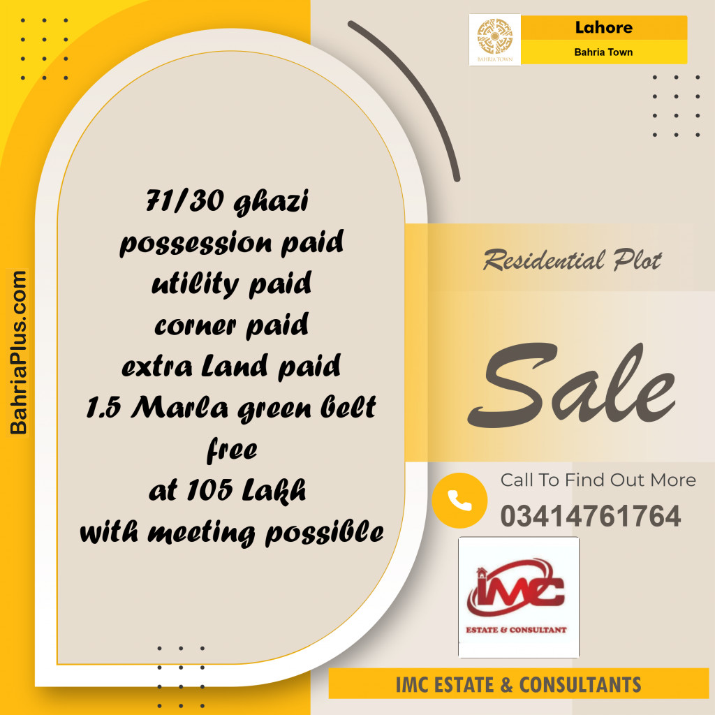 Residential Plot for Sale in Bahria Town, Lahore - (BP-184397)