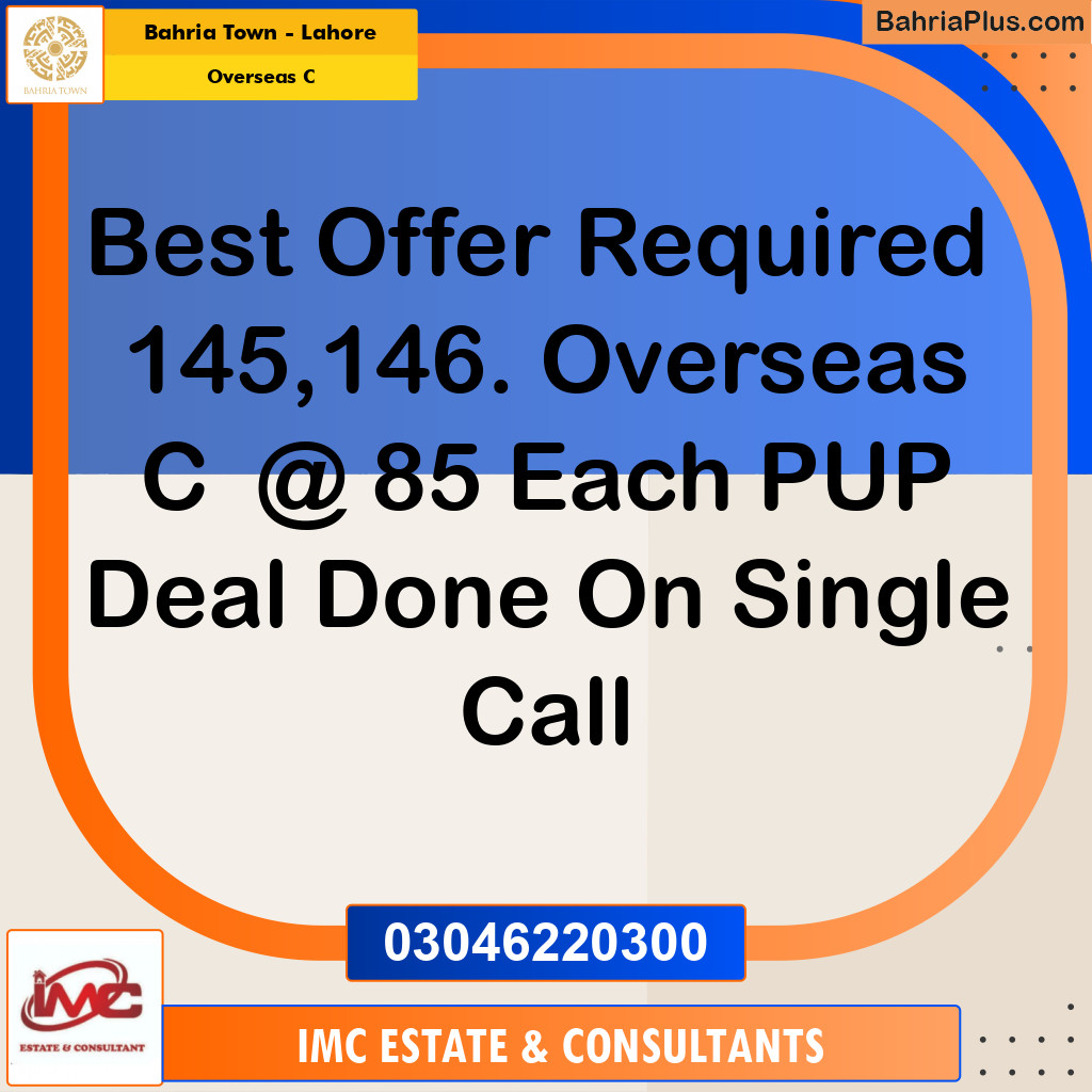 Residential Plot for Sale in Overseas C - Bahria Town, Lahore - (BP-184444)