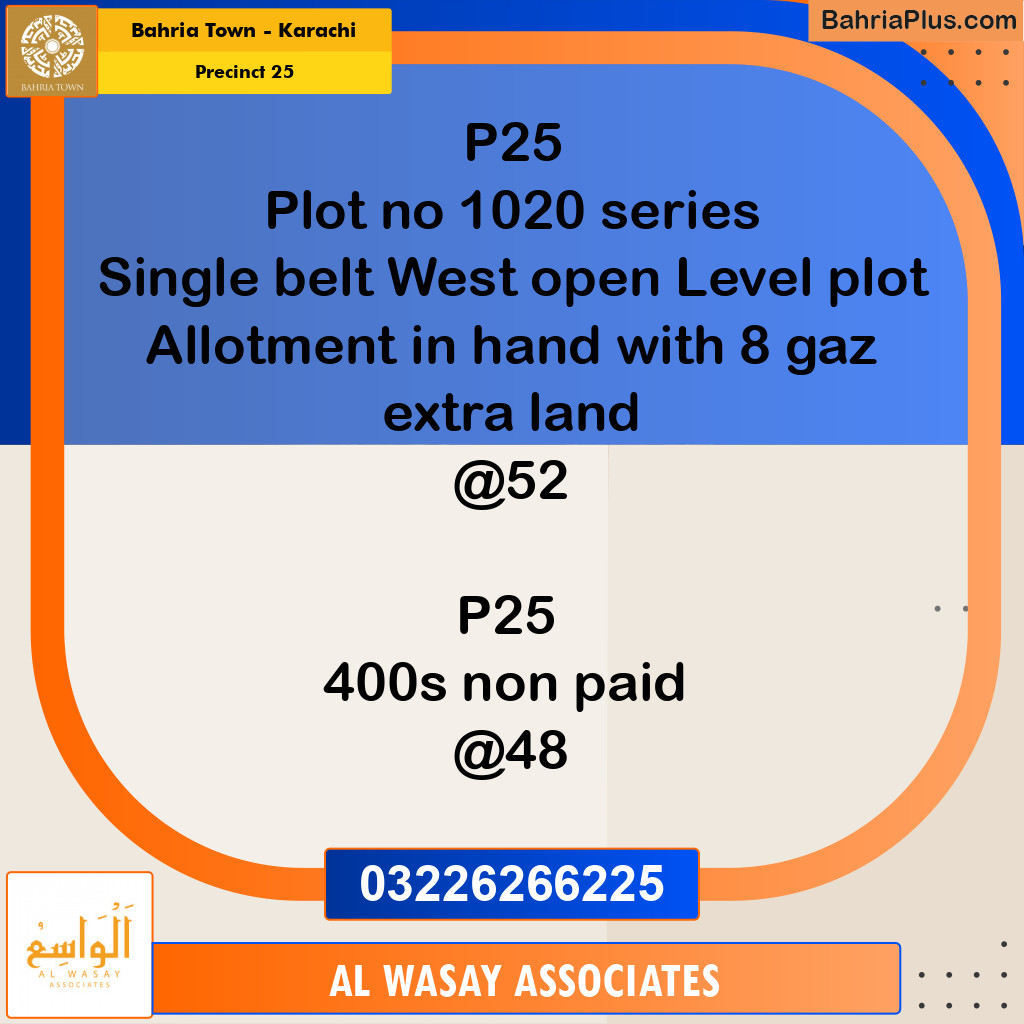 125 Sq. Yards Residential Plot for Sale in Precinct 25 -  Bahria Town, Karachi - (BP-184543)