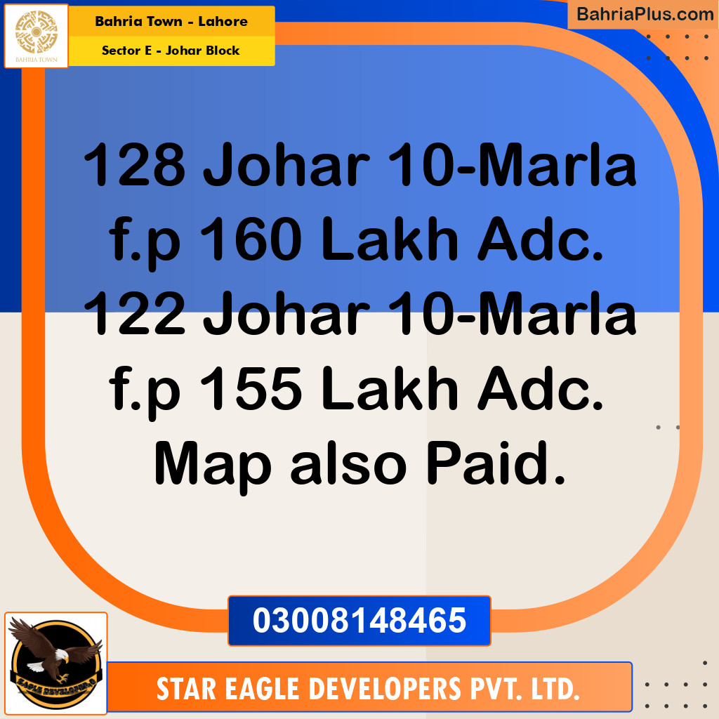 Residential Plot for Sale in Sector E - Johar Block -  Bahria Town, Lahore - (BP-184589)