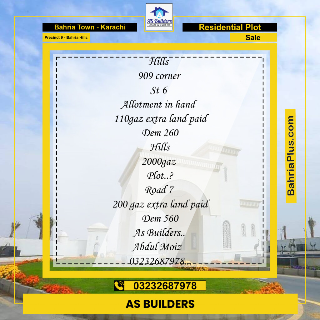 Residential Plot for Sale in Precinct 9 - Bahria Hills -  Bahria Town, Karachi - (BP-184600)
