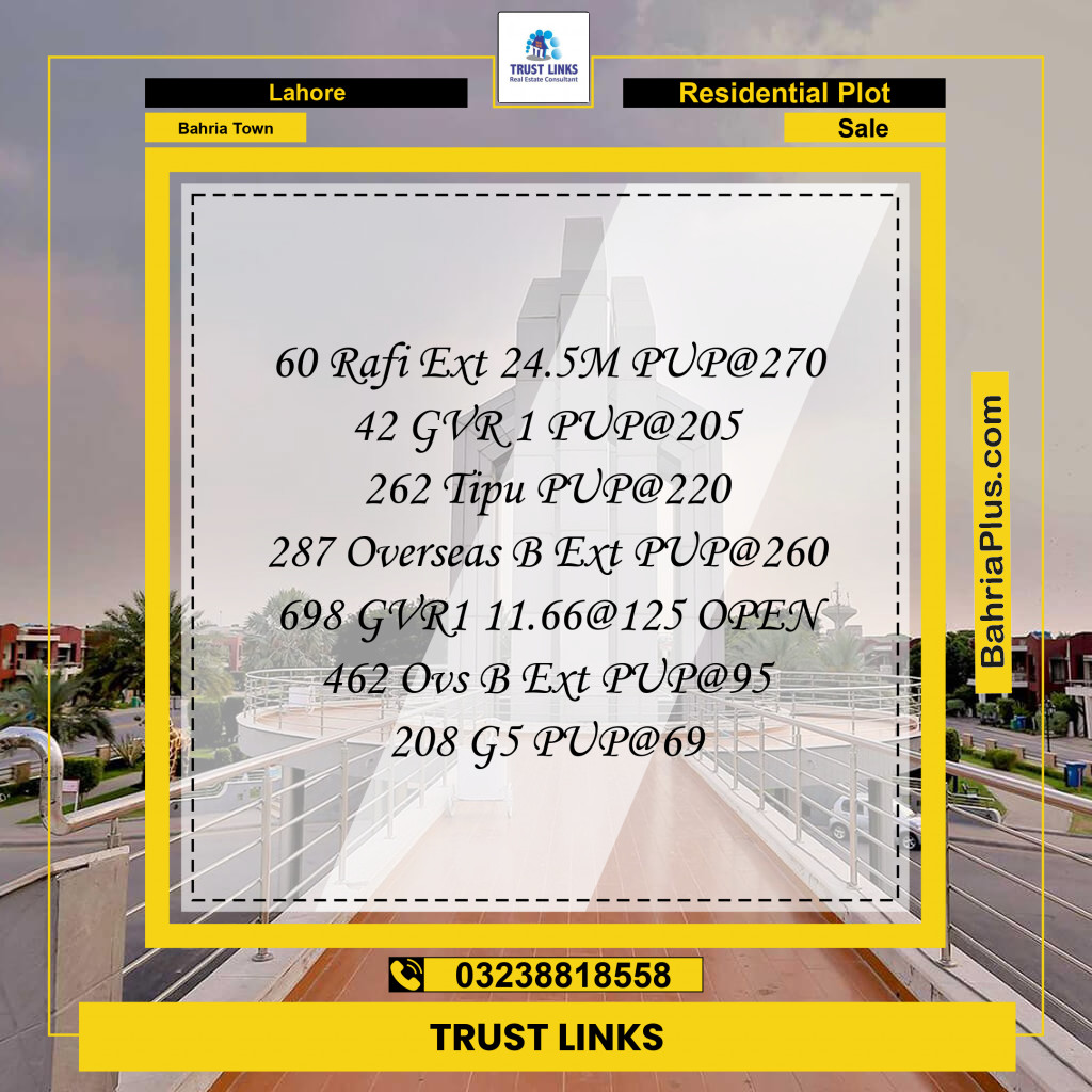 Residential Plot for Sale in Bahria Town, Lahore - (BP-184614)