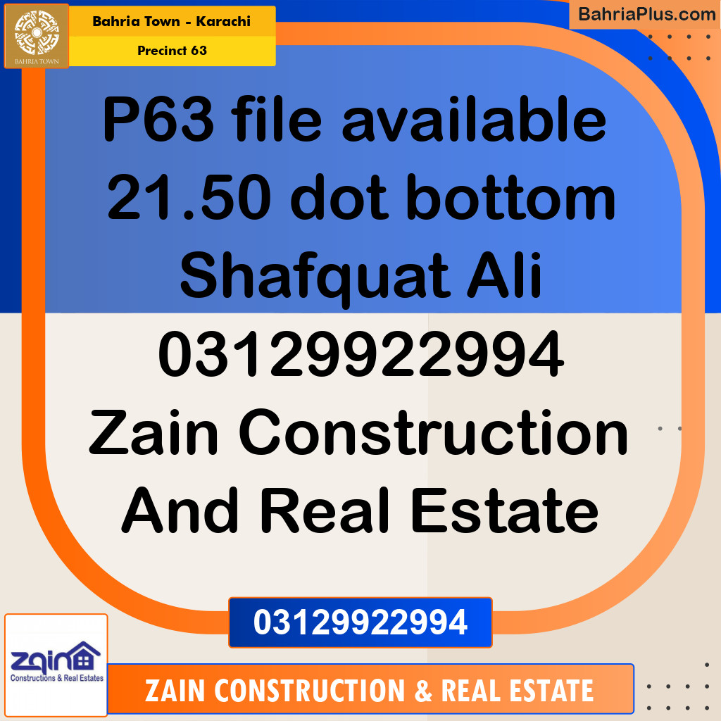Residential Plot for Sale in Precinct 63 -  Bahria Town, Karachi - (BP-184624)