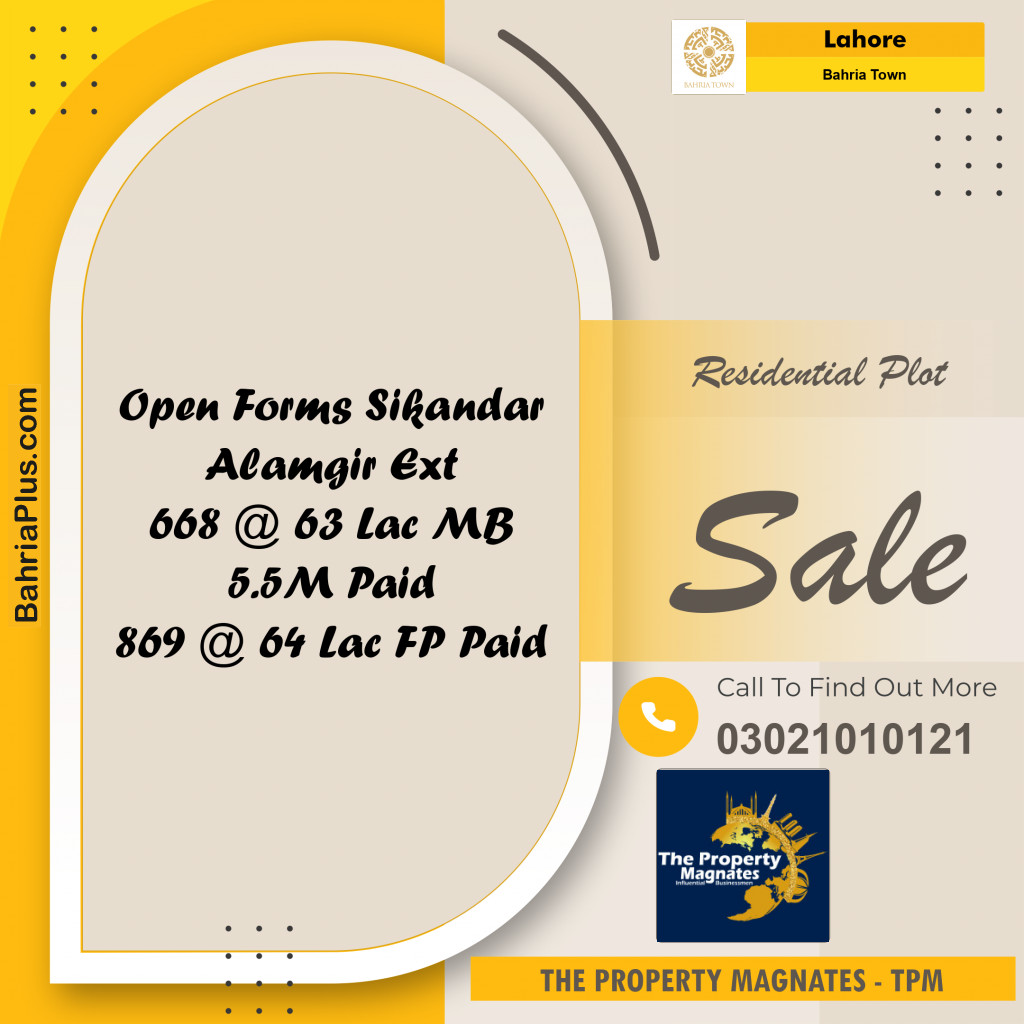 Residential Plot for Sale in Bahria Town, Lahore - (BP-184638)