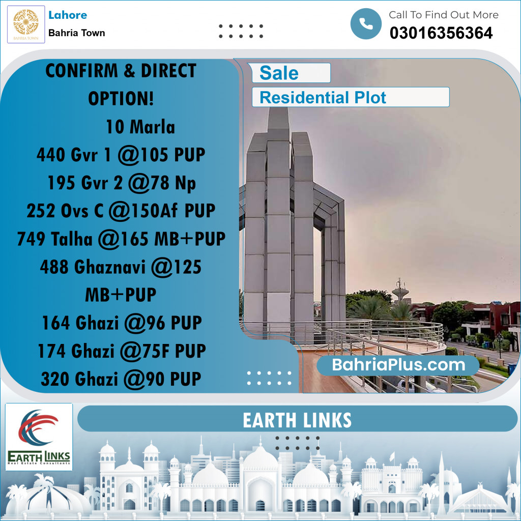 Residential Plot for Sale in Bahria Town, Lahore - (BP-184655)