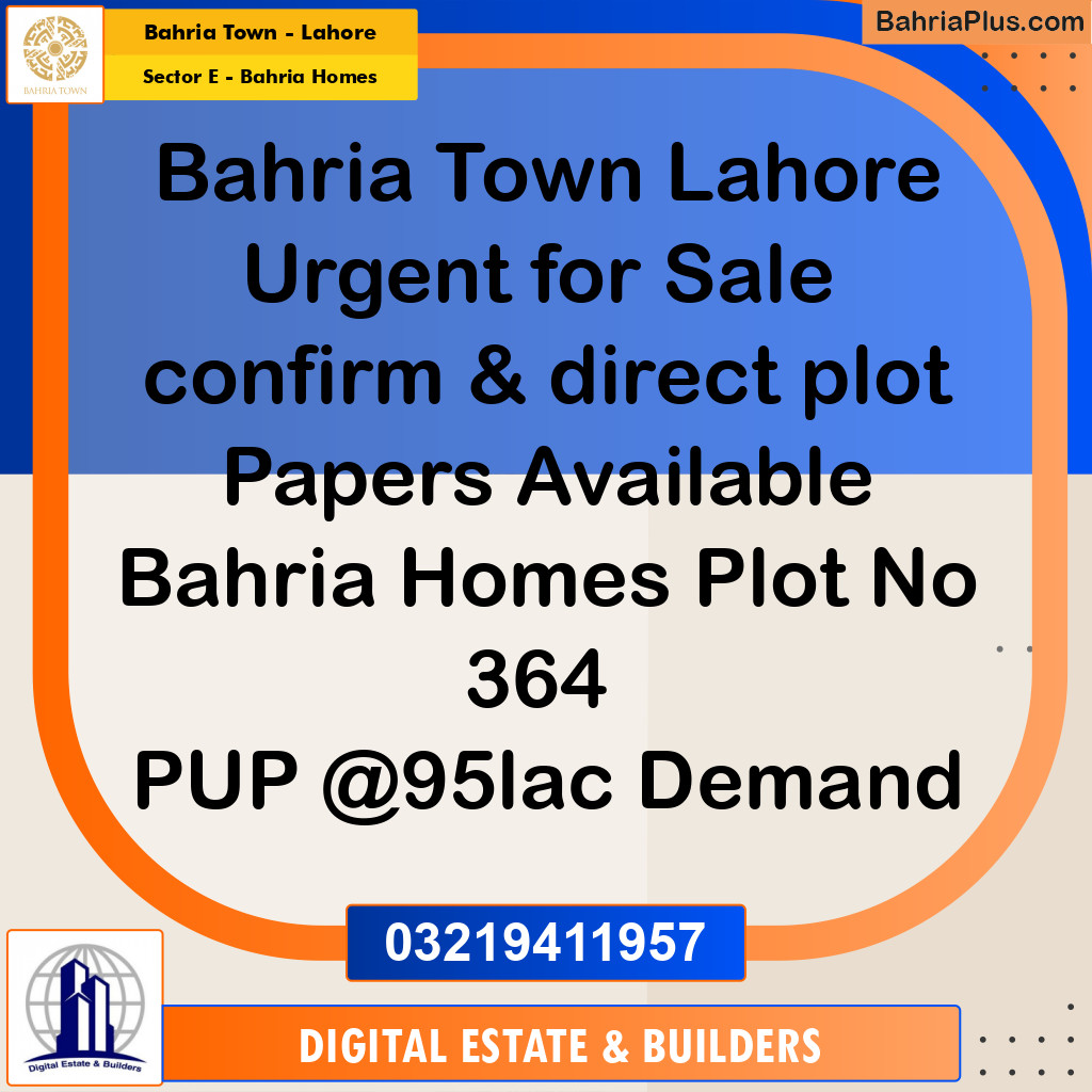 Residential Plot for Sale in Sector E - Bahria Homes -  Bahria Town, Lahore - (BP-184659)