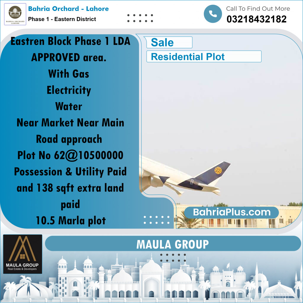 Residential Plot for Sale in Phase 1 - Eastern District - Bahria Orchard, Lahore - (BP-184665)