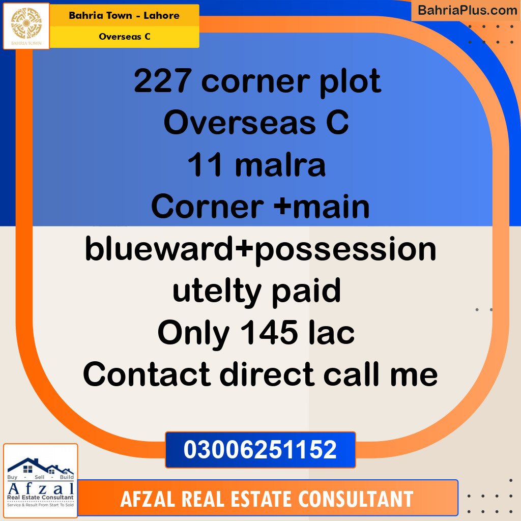 Residential Plot for Sale in Overseas C -  Bahria Town, Lahore - (BP-184721)