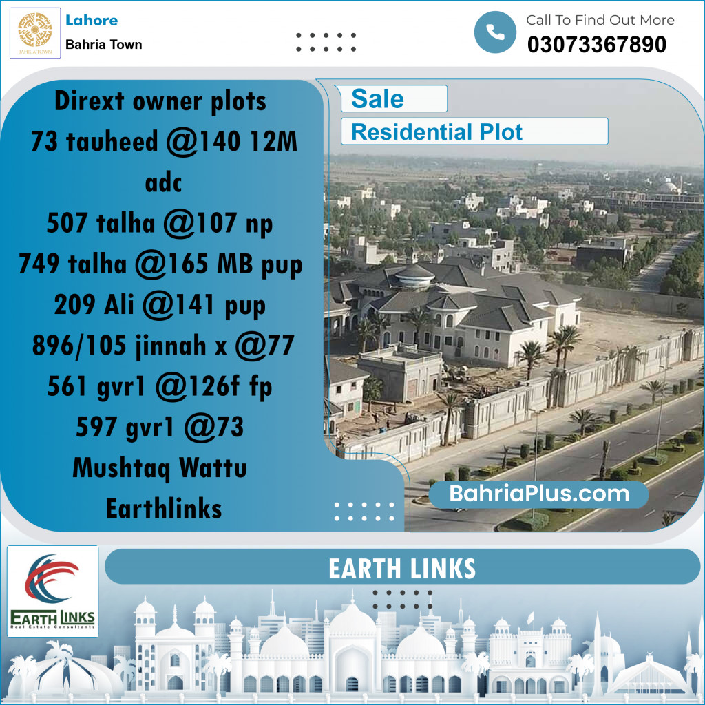 Residential Plot for Sale in Bahria Town, Lahore - (BP-184723)