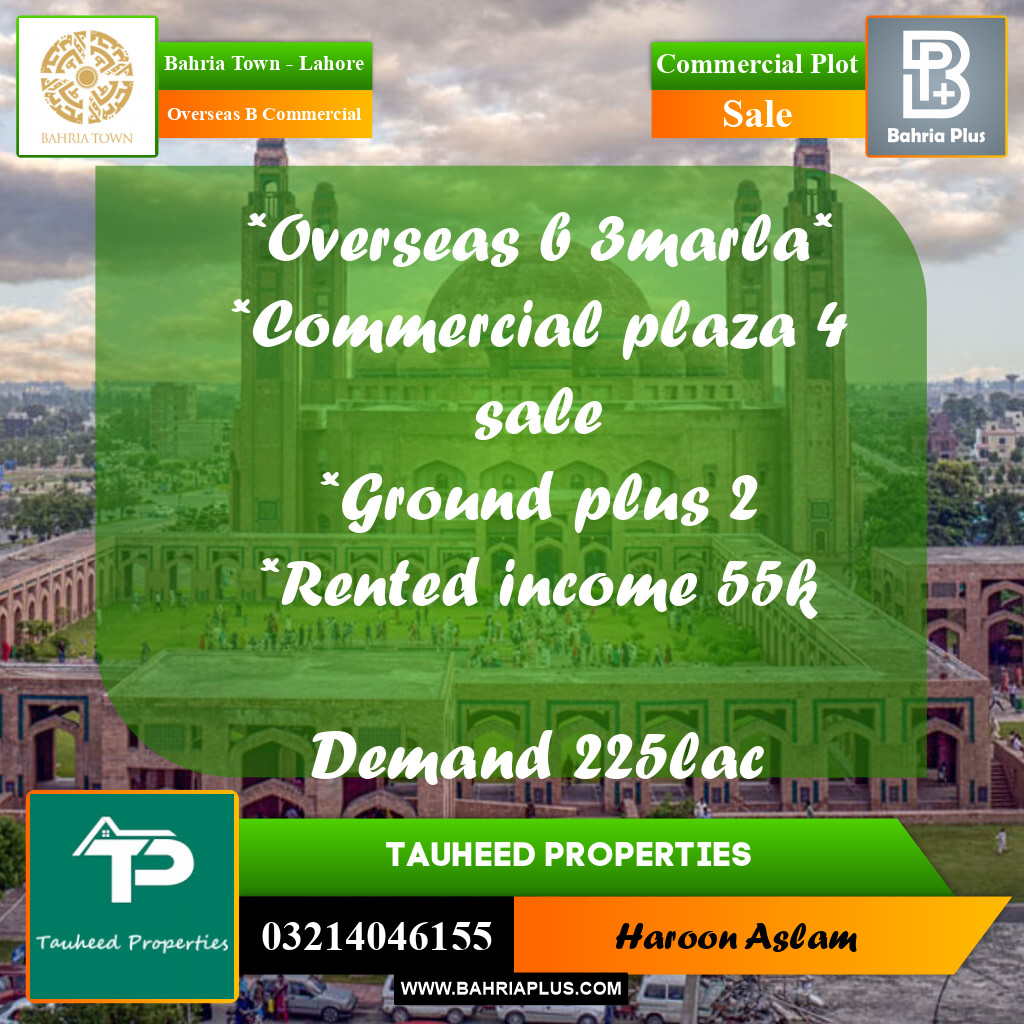 Commercial Plot for Sale in Overseas B Commercial -  Bahria Town, Lahore - (BP-184733)