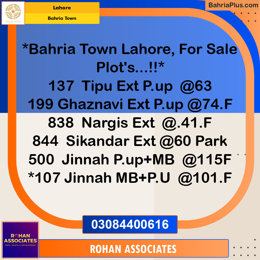 Residential Plot for Sale in Bahria Town, Lahore - (BP-184735)