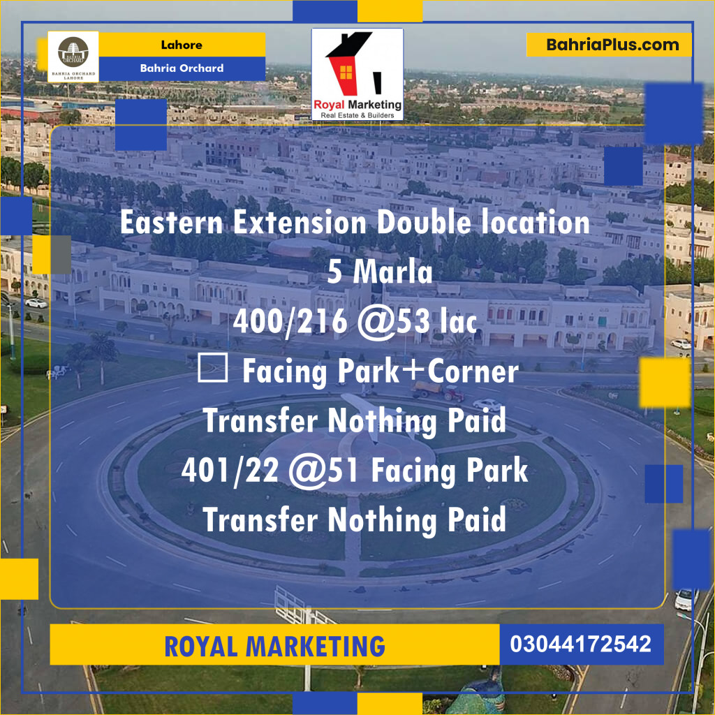 Residential Plot for Sale in Bahria Orchard, Lahore - (BP-184738)