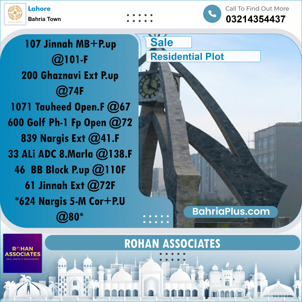 Residential Plot for Sale in Bahria Town, Lahore - (BP-184762)