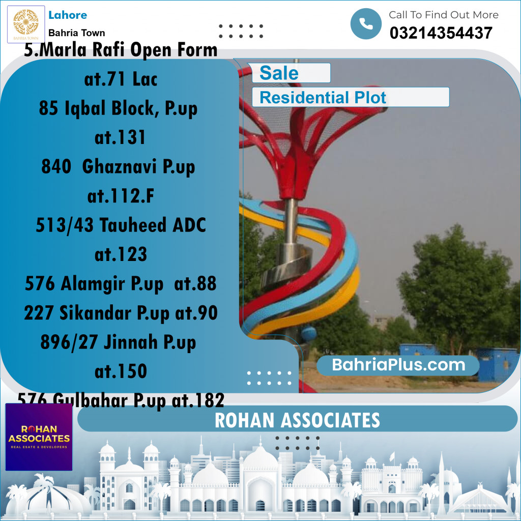 Residential Plot for Sale in Bahria Town, Lahore - (BP-184766)