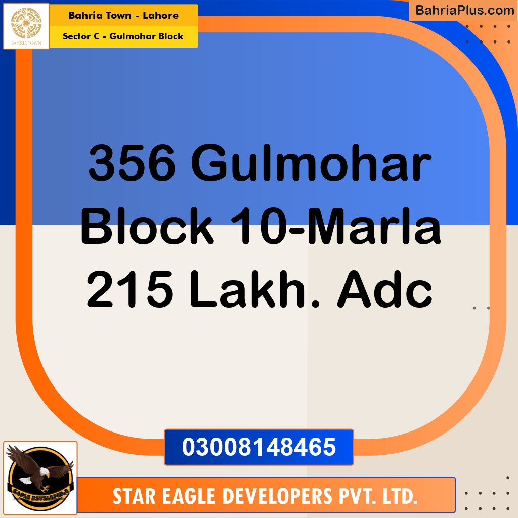 Residential Plot for Sale in Sector C - Gulmohar Block -  Bahria Town, Lahore - (BP-184769)