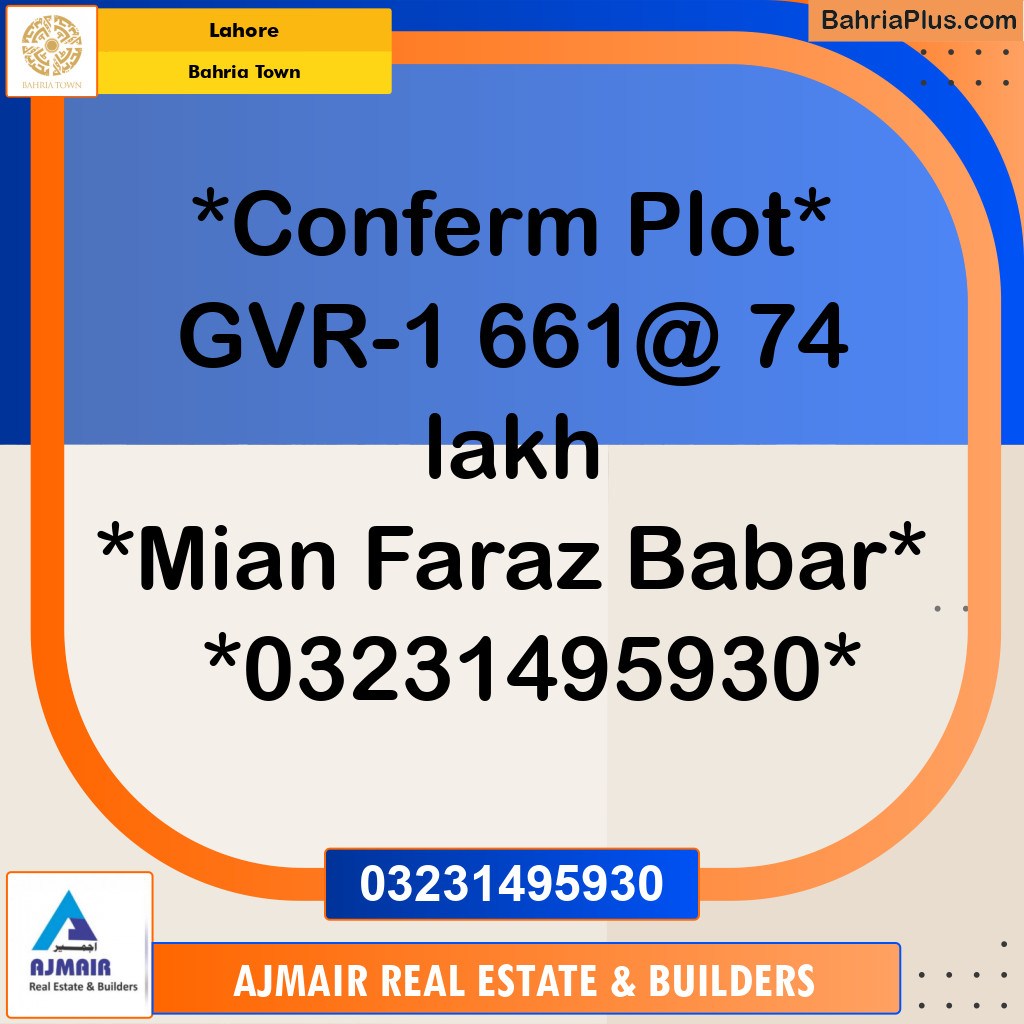 Residential Plot for Sale in Bahria Town, Lahore - (BP-184818)