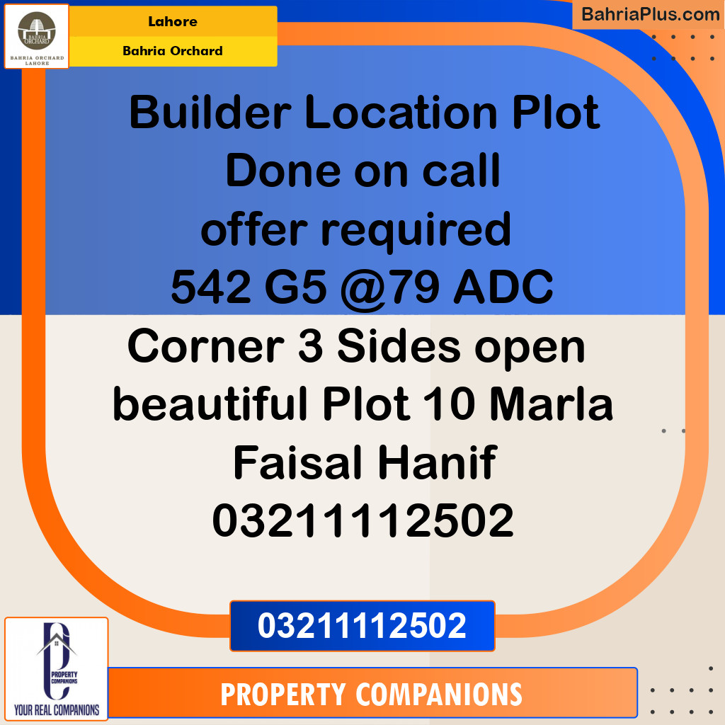 Residential Plot for Sale in Bahria Orchard, Lahore - (BP-184833)