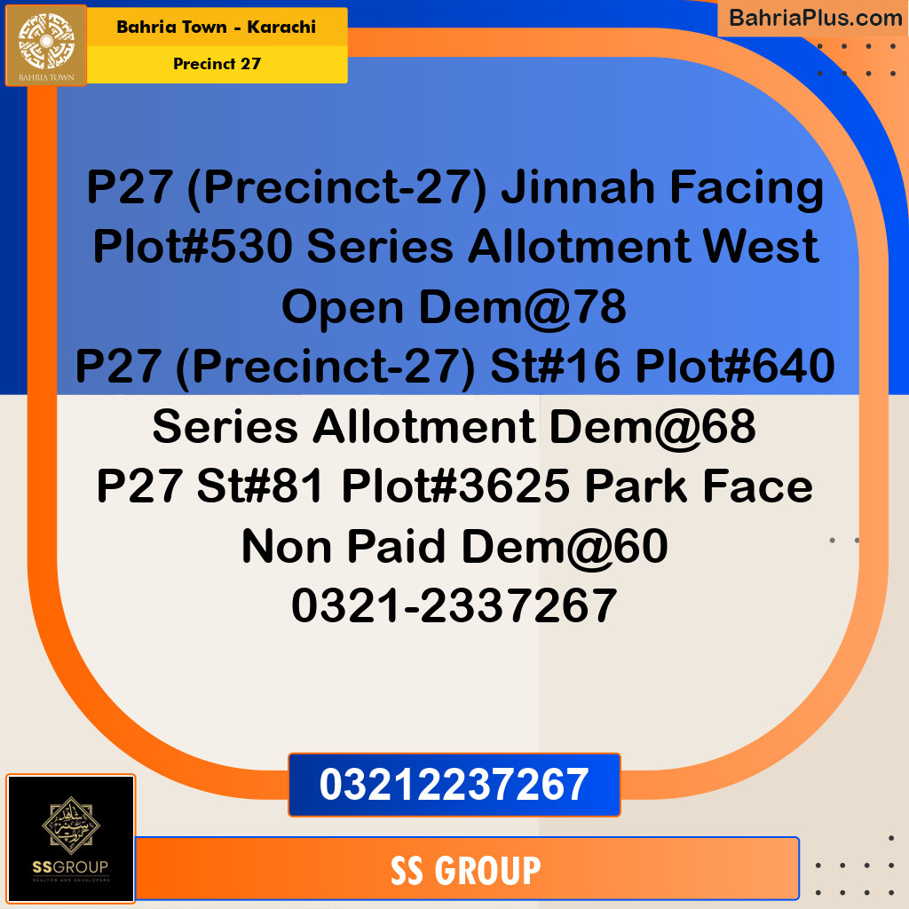 Residential Plot for Sale in Precinct 27 - Bahria Town, Karachi - (BP-184847)