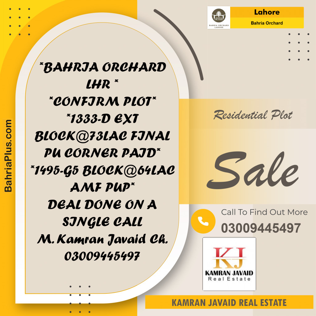 Residential Plot for Sale in Bahria Orchard, Lahore - (BP-184915)