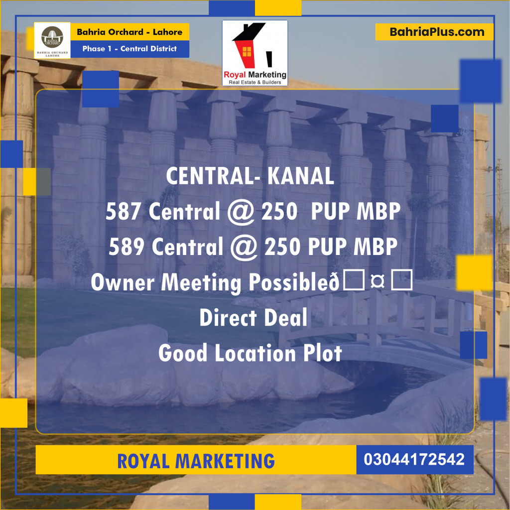 Residential Plot for Sale in Phase 1 - Central District - Bahria Orchard, Lahore - (BP-184921)