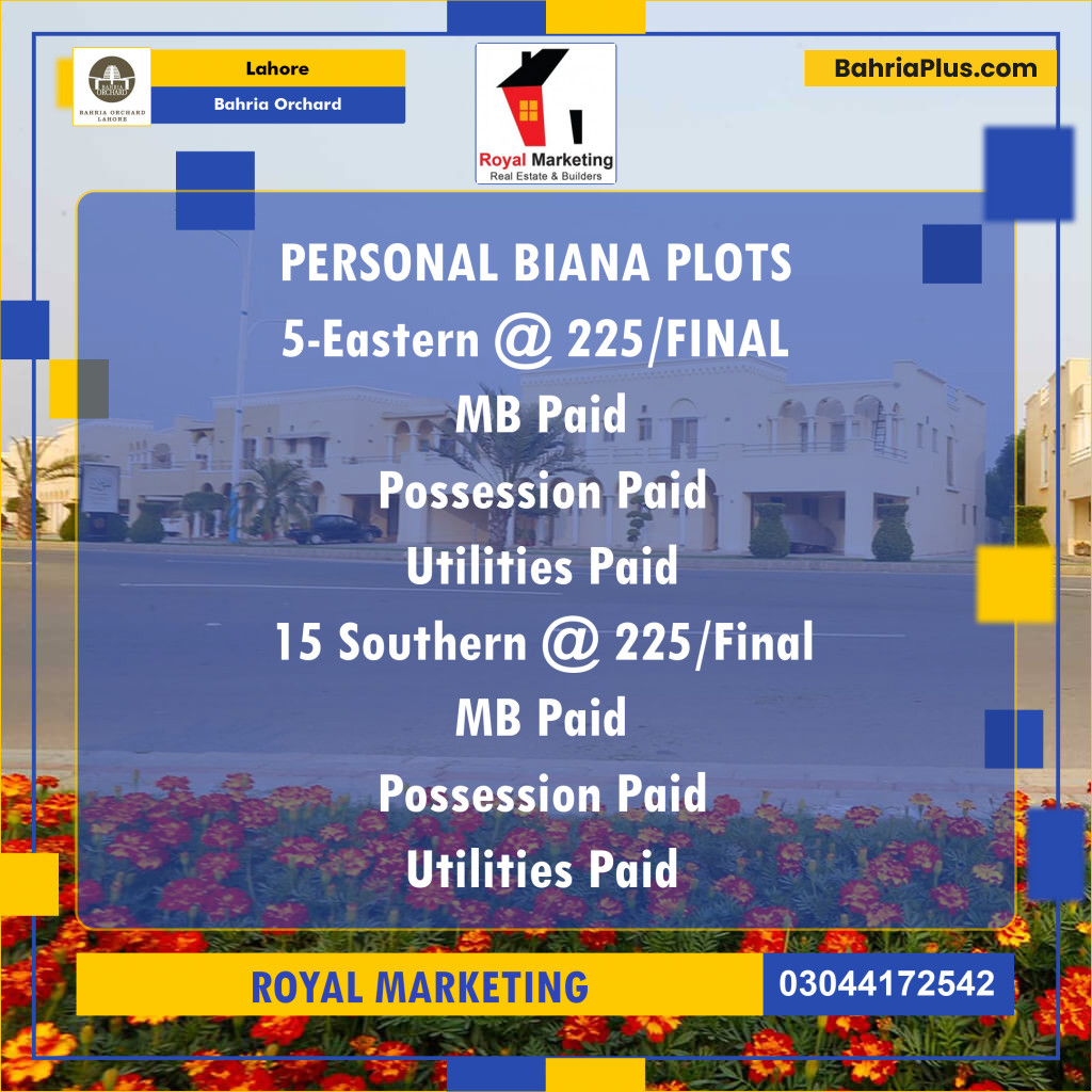 Residential Plot for Sale in Bahria Orchard, Lahore - (BP-184922)