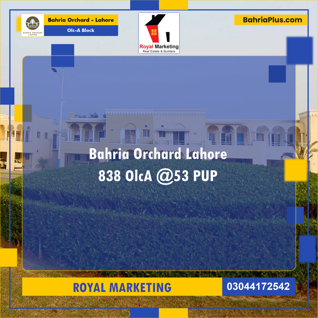 Residential Plot for Sale in OLC-A Block -  Bahria Orchard, Lahore - (BP-184940)
