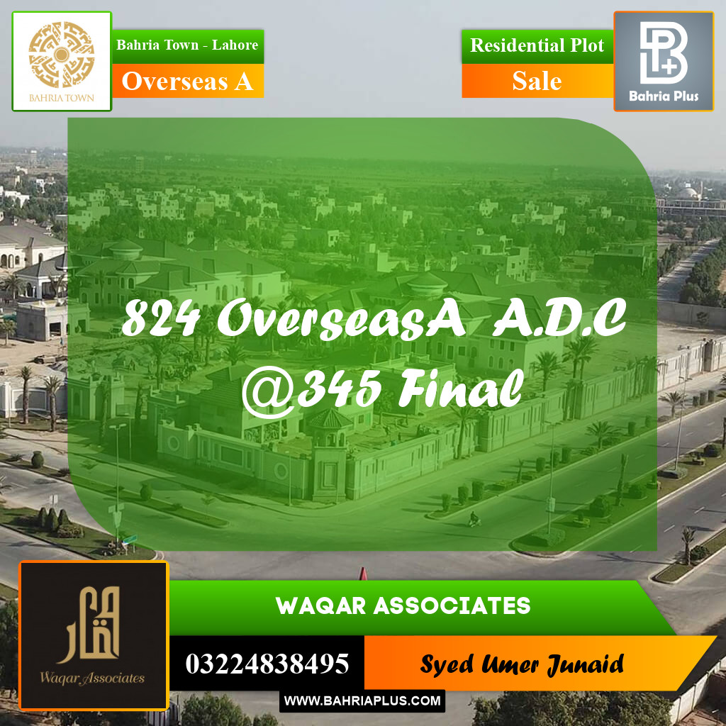 Residential Plot for Sale in Overseas A - Bahria Town, Lahore - (BP-184951)