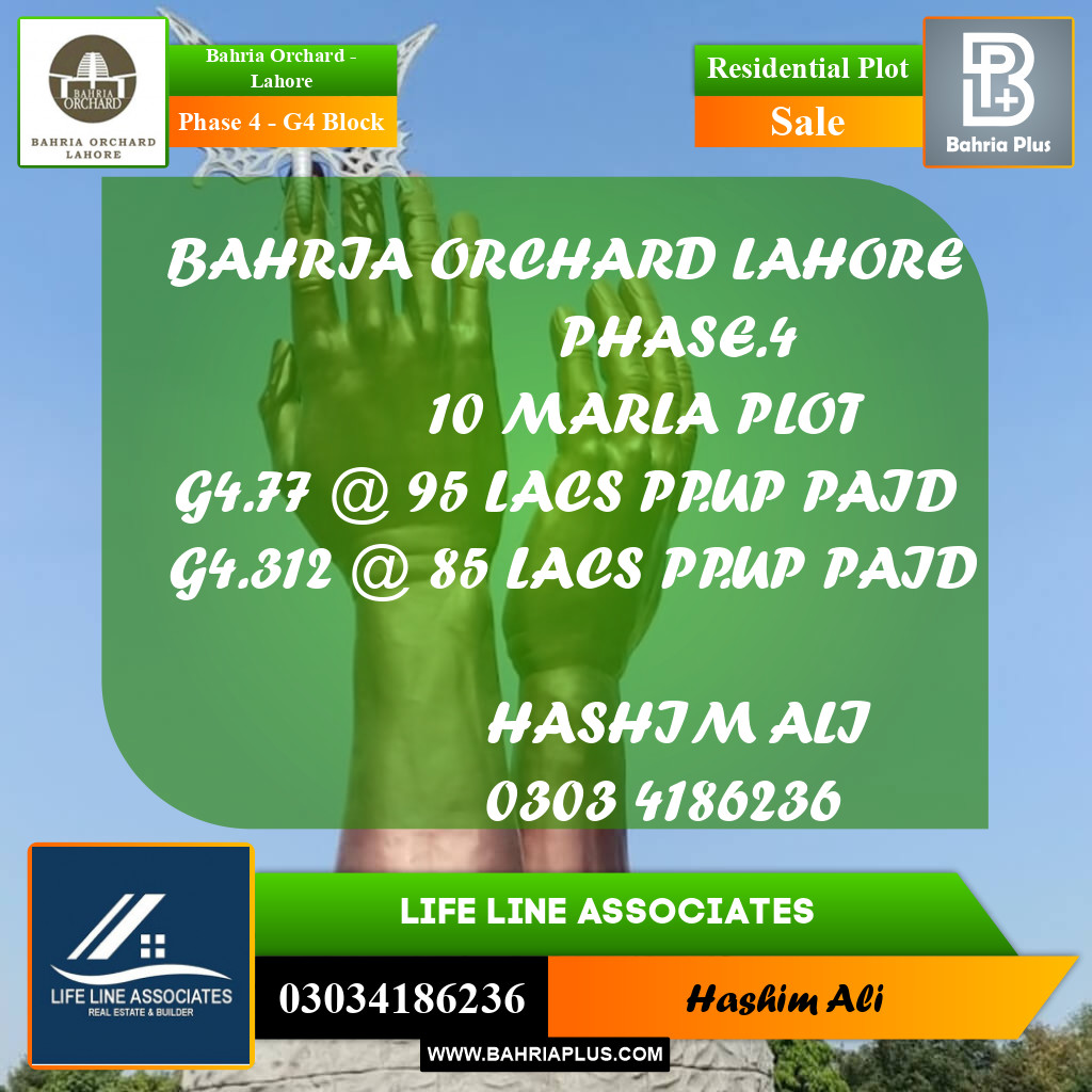 Residential Plot for Sale in Phase 4 - G4 Block -  Bahria Orchard, Lahore - (BP-184964)