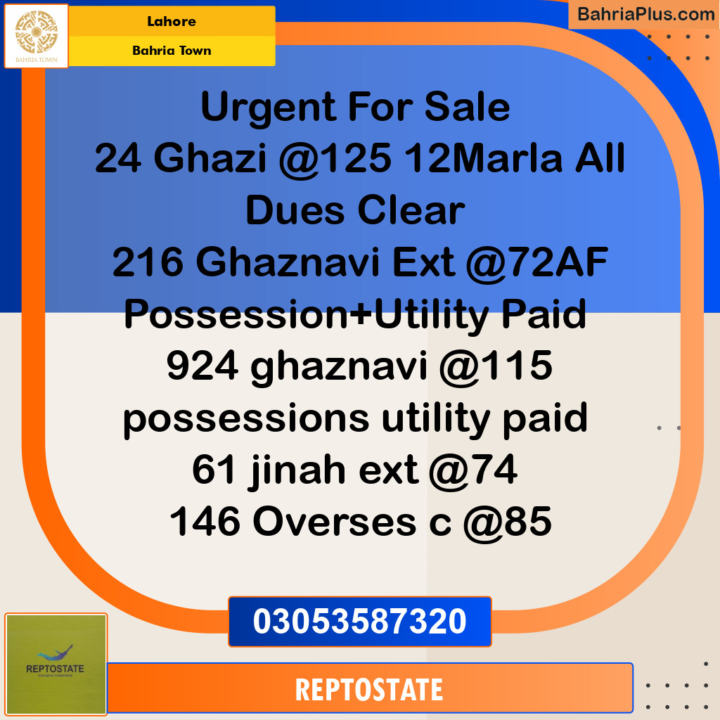 Residential Plot for Sale in Bahria Town, Lahore - (BP-184972)